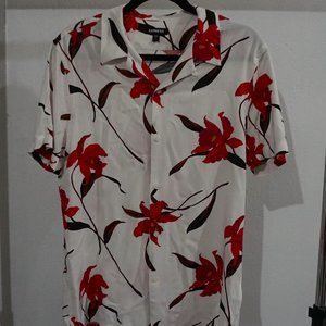 Express Floral Rayon Short Sleeve Shirt Small